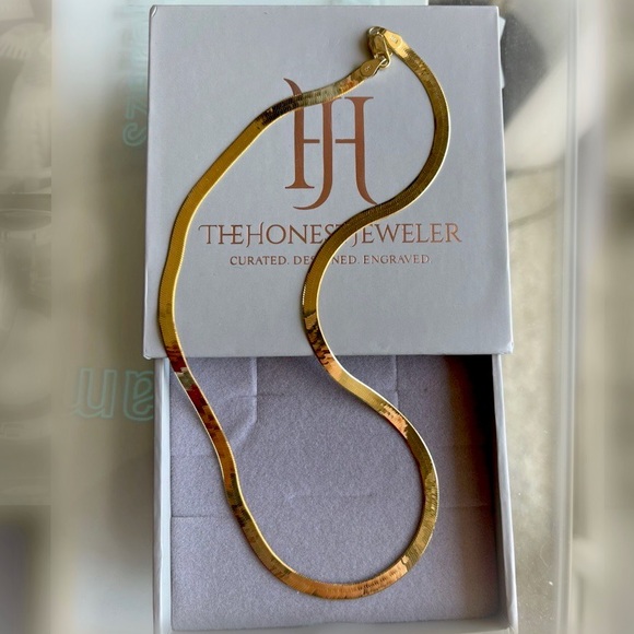 Jewelry 14k Solid Gold Herringbone Necklace Nwnt Poshmark